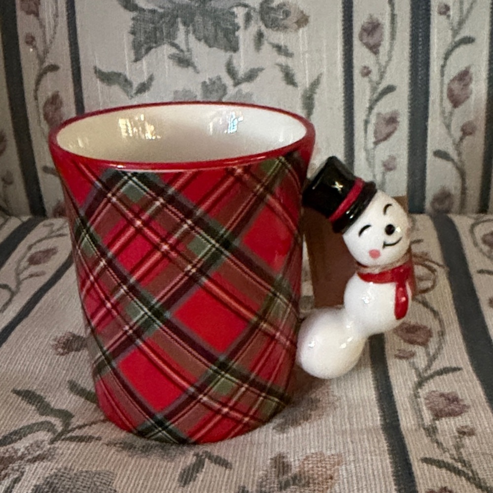 Mud Pie Red Plaid Snowman Mug